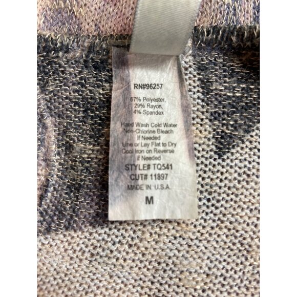 PerSeption Concept Boho Burnout Print Top M Beige USA Sheer Aztec Grunge Y2K - Picture 4 of 6